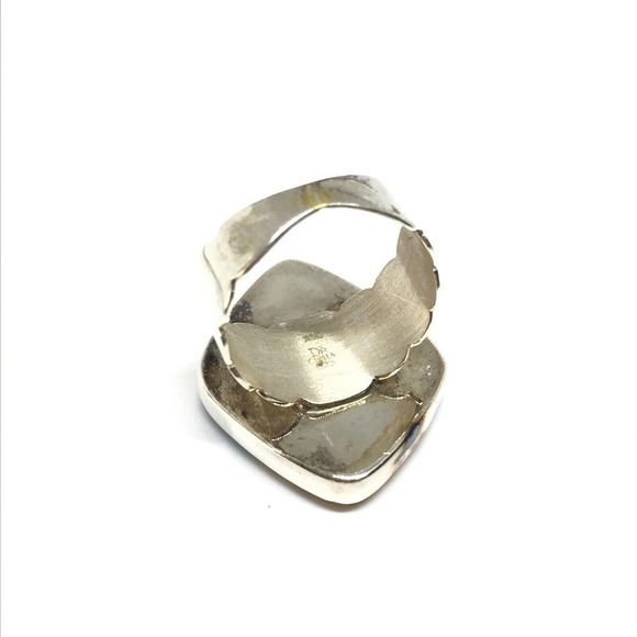 Jay King Vintage 925 Sterling Silver Turquoise Mother Of Pearl Ring Size 10 - Picture 4 of 8